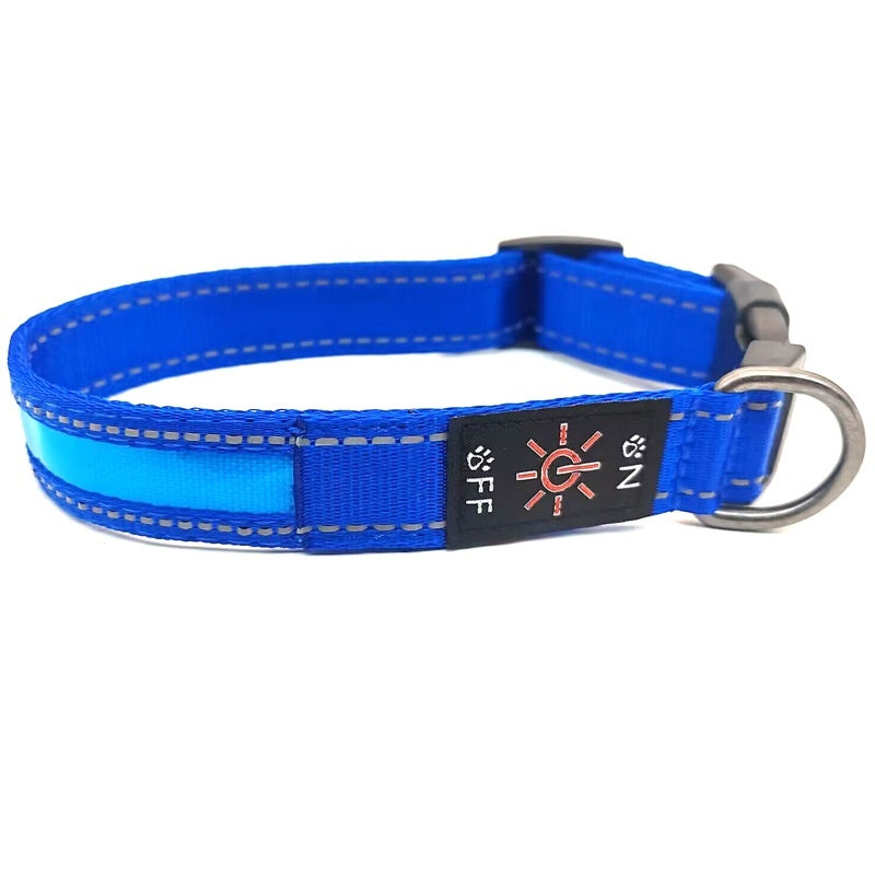 LED Luminous Dog Collar Highlight Reflective Leather Reflective Stripe Ribbon