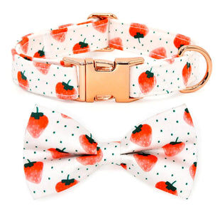 Bow Tie Collar for Dogs – Large Strawberry Adjustable & Removable