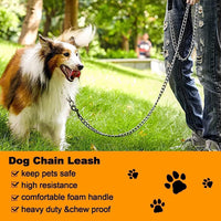 Heavy Duty Metal Dog Leash Chew Proof Pet Leash Chain With Soft Padded Handle For Large Medium Size Dogs