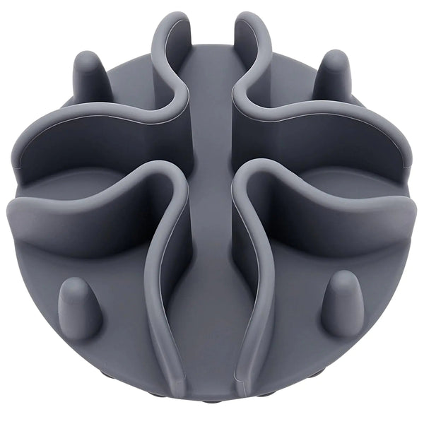 Ceramic Dog Bowl – Silicone Slow Feeder Insert with Strong Suction | Small Purple