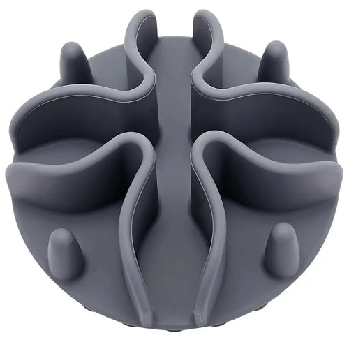 Ceramic Dog Bowl – Silicone Slow Feeder Insert with Strong Suction | Small Purple - Petcharged