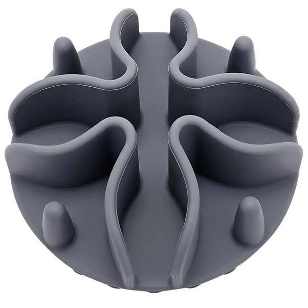 Ceramic Dog Bowl – Silicone Slow Feeder Insert with Strong Suction | Small Purple