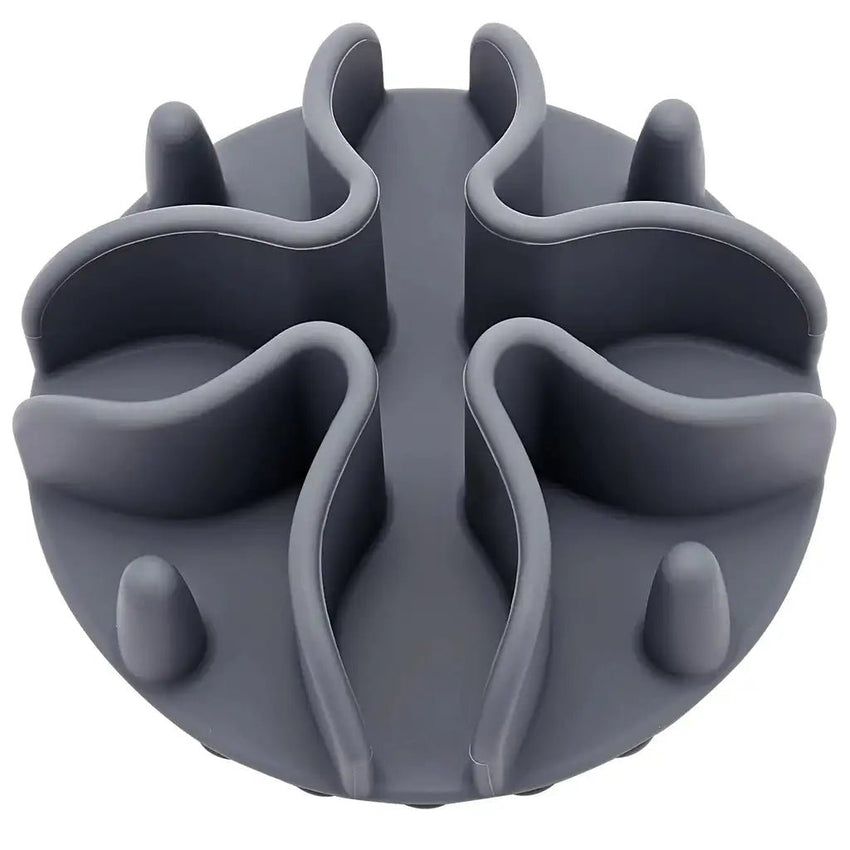 Ceramic Dog Bowl – Silicone Slow Feeder Insert with Strong Suction | Small Purple - Petcharged