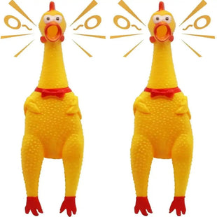 Chicken dog toy- Rubber Squeeze Squawking Chicken (2 Pack) 12-Inch