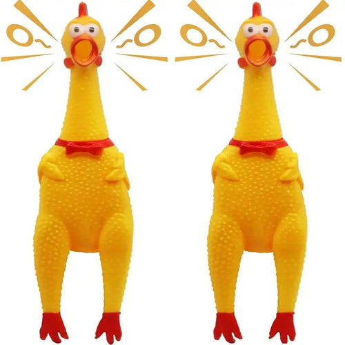 Chicken dog toy - Rubber Squeeze Squawking Chicken (2 Pack) 12 - Inch - Petcharged