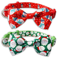 Christmas Dog Collar - with Bow Tie 2 Pack Holiday Santa and Snowman Collar for  Large Dogs 2 - Petcharged