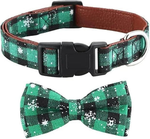 Collar Bow Ties for Dogs - Christmas Dog Collar with Bow Adjustable Soft Puppy Collar with Snowflake Pattern Breakaway Dog Collar for Christmas Cute Pet Collar with Quick Release Buckle for Small Medium Large Dogs