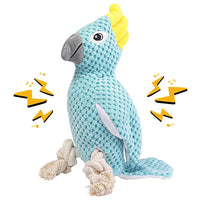 crinkle dog toy - Squeaky Crinkle Dog Plush Toy Cute Animal with Stuffed Cotton and Rope Knot Legs Interactive Fun Chew & Play Toy for Puppy Small Medium and Large Breed Holiday Birthday Gift (Green Parrot) - Petcharged