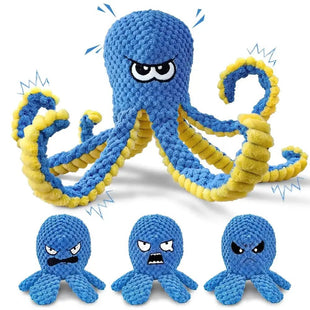 Crinkle Dog Toys 4 Pack Squeaky Octopus Hide and Seek Puzzle Plush for Small Medium Large Dogs