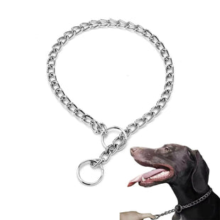 Dog Choke Collar Silver Metal Chain Size S for Training and Gentle Control
