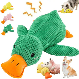 Dog Duck Toy Quacking Plush Squeaky Interactive Stuffed Animal for Small Medium Dogs Green M