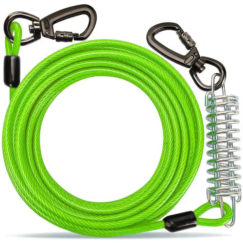 Dog Tie Out – Tie Cable Chew Proof Heavy Duty with Shock Spring & Swivel Buckles - Petcharged