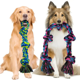 Dog Tug of War Toy Set 2 Pack Heavy Duty Cotton Rope with Knots for Medium and Large Breeds