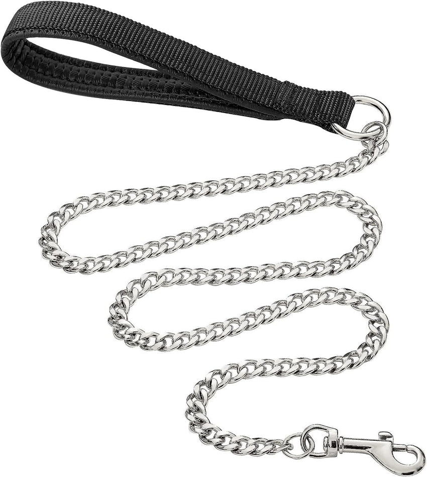 Heavy Duty Metal Dog Leash Chew Proof Pet Leash Chain With Soft Padded Handle For Large Medium Size Dogs