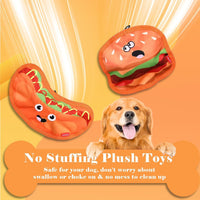 Crinkle Dog Toys Squeaky Dog Toys No Stuffing Dog Toys Durable Interactive Dog Chew Toys For Puppy Small Medium Large Dogs Hamburger - My Store #