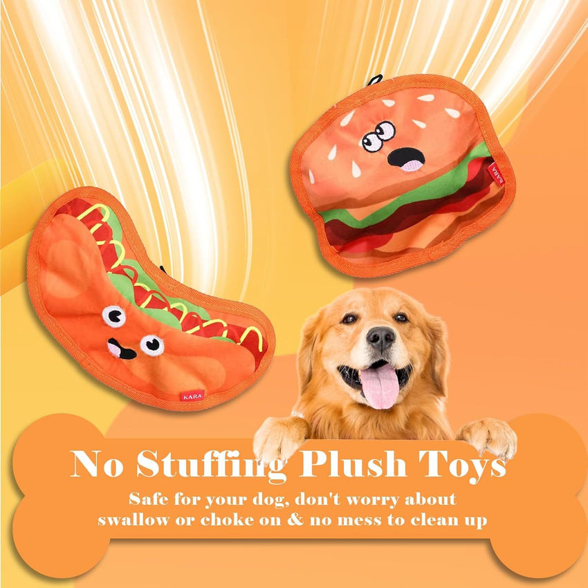 Crinkle Dog Toys Squeaky Dog Toys No Stuffing Dog Toys Durable Interactive Dog Chew Toys For Puppy Small Medium Large Dogs Hamburger - My Store #