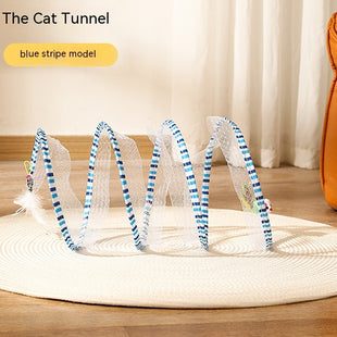 Folded Cat Tunnel S Type Cats Tunnel Spring Toy Mouse Tunnel Cat Outdoor Cat Toys For Kitten Interactive Cat Supplies - My Store #