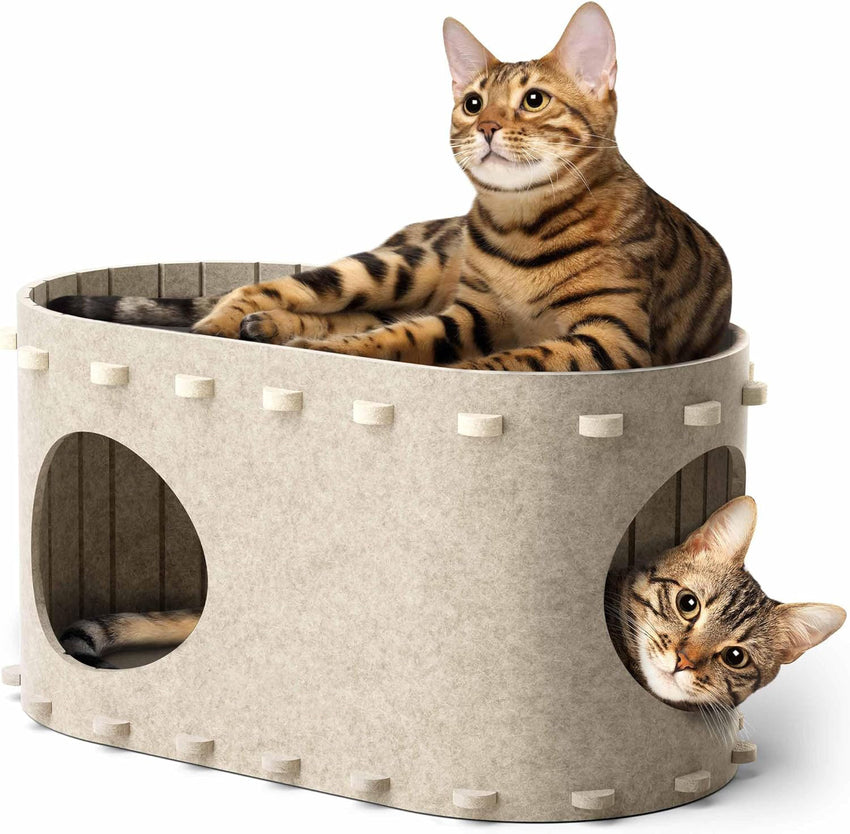 Cat House For Indoor Cats Cat Bed Cave For Multiple Scratch Resistant Peekaboo Cat Caves Foldable Cat Tunnel Enclosed Bed