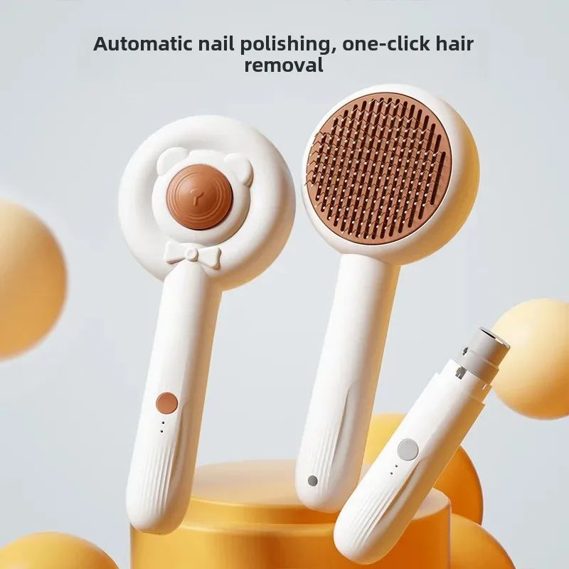 Rechargeable Two-In-One Pet Nail Trimmer Combs Electric Cat Dog Grooming Cleaning Brush Pet Care Tools