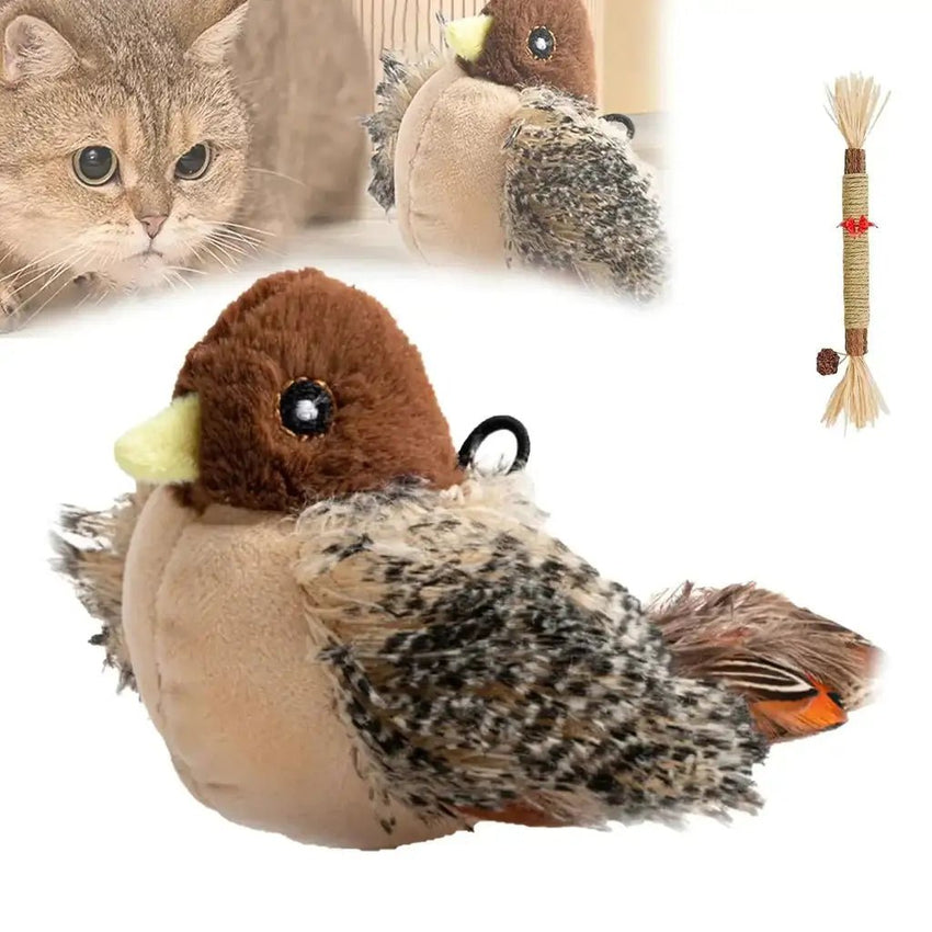 Flapping Bird Cat Toy – Interactive Chirping Sparrow for Indoor Cats - Petcharged