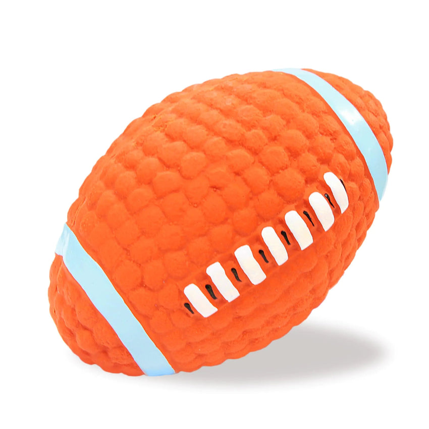 football dog toy - 5.2” Squeaky Dog Toy Football Rugby Shape Interactive Dog Balls for Medium and Large Dogs Durable Dogs Balls for Chewing and Training (Large1 Pcs) - Petcharged