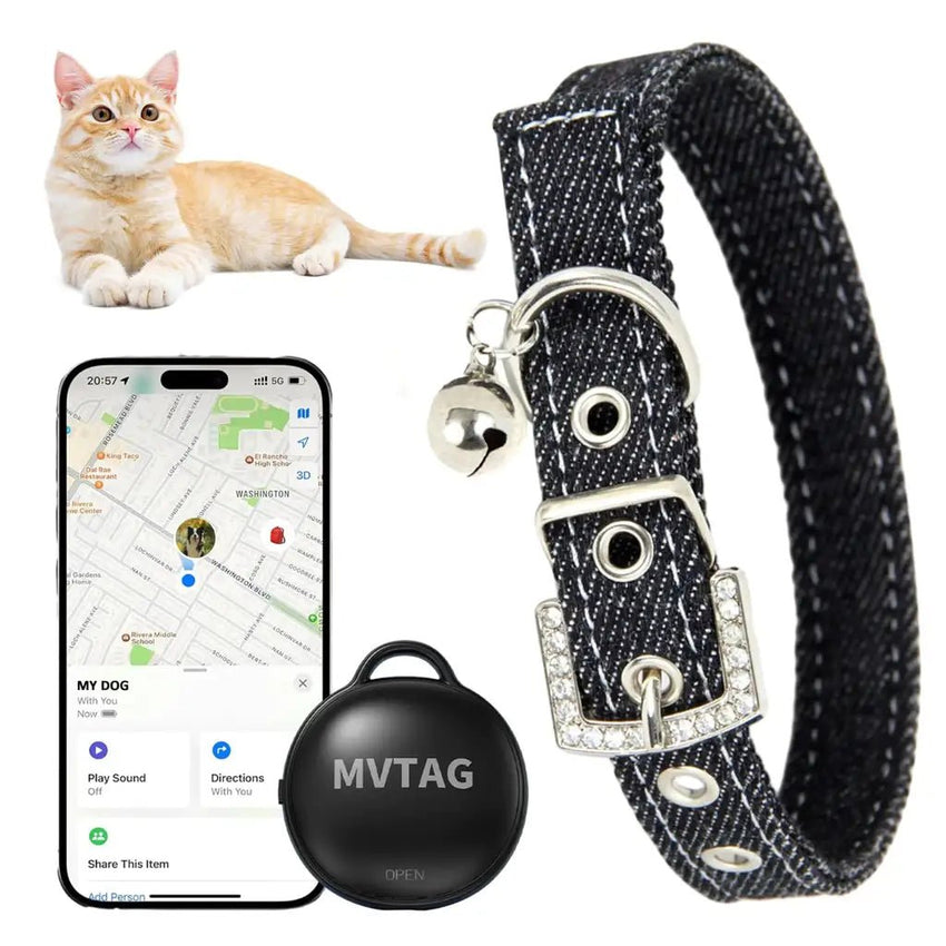 GPS collar for cats: Unlimited - Range Smart Tracker That Works With Apple Find My - Petcharged