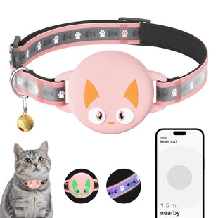 AirTag Cat Collar with Holder & Bell   Reflective Breakaway Safety Collar