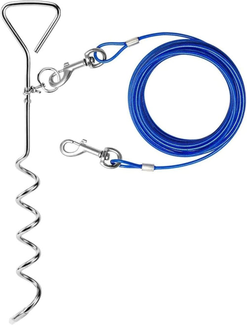Large Dog Tie Out Stake – Heavy Duty 16" Anchor with 16ft Cable