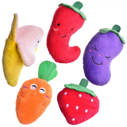 Little dog toys - Squeaky Chew Plush Cute Vegetable Fruit Toys - Petcharged