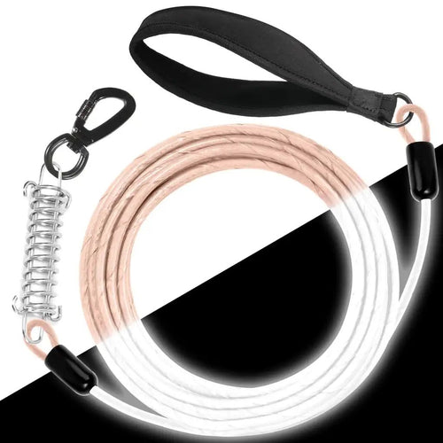 Long Dog Leash 10ft Reflective Chew Proof Cable with Handle Orange Pink for Training
