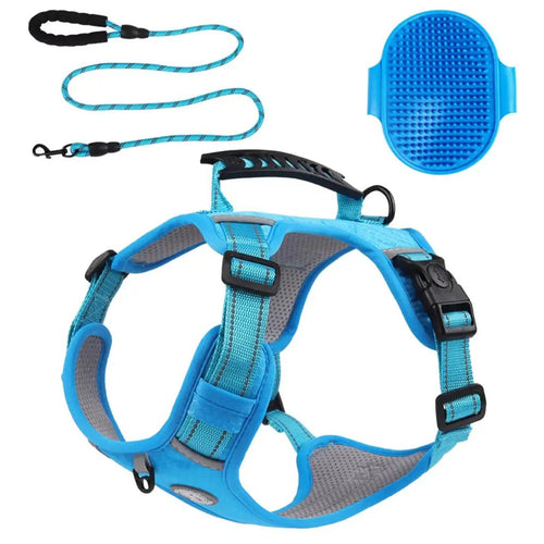 Military Dog Harness – Small Blue Heavy - Duty No - Pull 3 - in - 1 Set - Petcharged