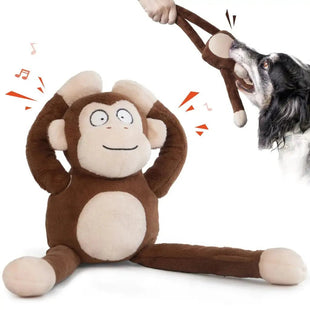 Monkey Dog Toy - Cute Squeaky with Crinkle Paper Stuffed Durable Plush Toys to Keep Them Busy - Petcharged