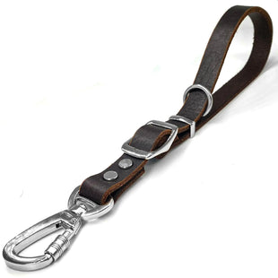Little Dog Leashes - Leather Short Dog Leash Adjustable Length Dog LeadsExtra Thick Genuine and Heavy-Duty Hardware Handmade Assembled with Extension Function Strong Traffic Pet Leashes. (Width: 3/4" Length: 12-23")
