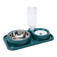 automatic dog water bowl - Double Dog Cat Bowls 2 in1 Pet Water and Food Bowl Set with Automatic Gravity Water Dispenser Bottle Detachable Stainless Steel Bowl No - Spill for Cats and Dogs Puppy Kitten Rabbit - Petcharged