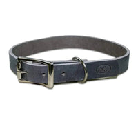 leather dog collar - Full Grain Thick Leather Dog Collar (S/M: 12" - 16" Gray) - Petcharged