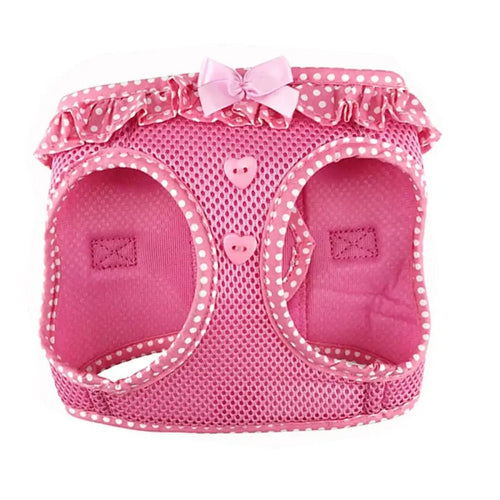 Pink Dog Harness Large Polka Dot No-Choke Mesh Vest Step In Design with Reflective Strips