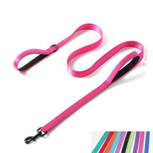Pink Dog Leash – 4ft Heavy-Duty Leash with 2 Padded Handles