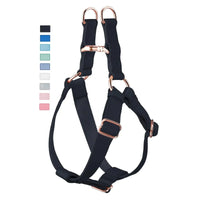 leather dog harness - Soft Leather No Pull Dog Harness - Adjustable Step in Dog Harness with Rose Gold Heavy Duty Metal Buckle Freedom Nylon Dog Halter Vests for Small Medium Large Dogs Easy Walking Training (BlackL) - Petcharged