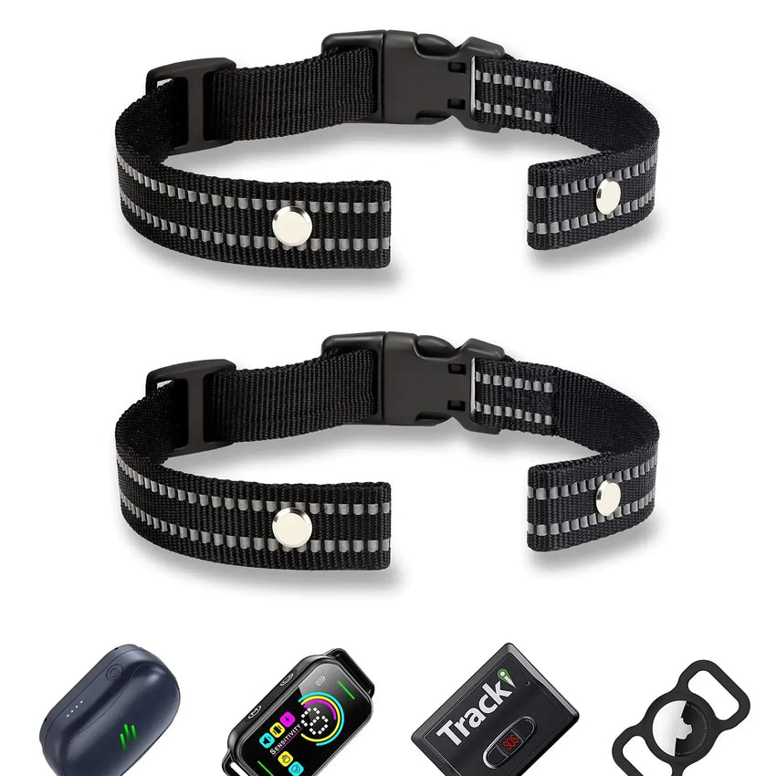 gps dog collar fence - Collar Replacement Strap (2 Pack) Reflective Replacement Nylon Collar Strap Dog GPS Training Bark Receiver Collars Durable Adjustable E Collar Straps for Small Medium Large XLarge Dogs (Black) - Petcharged