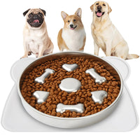 Stainless Steel Dog Bowl Slow Feeder - Slow Feeder Dog Bowls 2 - Cup Medium Breed Stainless Steel Per Bowl Slow Down Eating Dish Preventing Choking Metal Dog Bowl - Petcharged