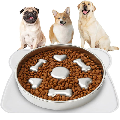 Stainless Steel Dog Bowl Slow Feeder - Slow Feeder Dog Bowls 2 - Cup Medium Breed Stainless Steel Per Bowl Slow Down Eating Dish Preventing Choking Metal Dog Bowl - Petcharged