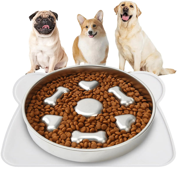 Stainless Steel Dog Bowl Slow Feeder - Slow Feeder Dog Bowls 2 - Cup Medium Breed Stainless Steel Per Bowl Slow Down Eating Dish Preventing Choking Metal Dog Bowl - Petcharged