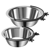 Stainless Steel Dog Bowls - 2 Pack Pet Food Water Bowl Bowls for Cage Hanging Non - Spill Feeder Bowls - Petcharged