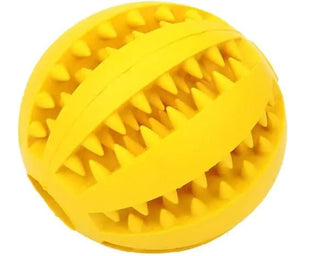 teething dog toy - Dog Treat Toy Ball Dog Tooth Cleaning Toy Interactive Dog Toys Dog Puzzle Teething Toys Ball (Yellow 2.36" 6cm)