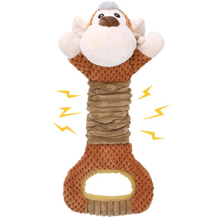 Tug of War Dog Toy - Letsmeet Squeaky Dog Toy with Crinkle Paper Pull Interactive Plush Chew Toy for Puppies Small Medium Large Dogs - Great for Tug of War and Teeth Cleaning