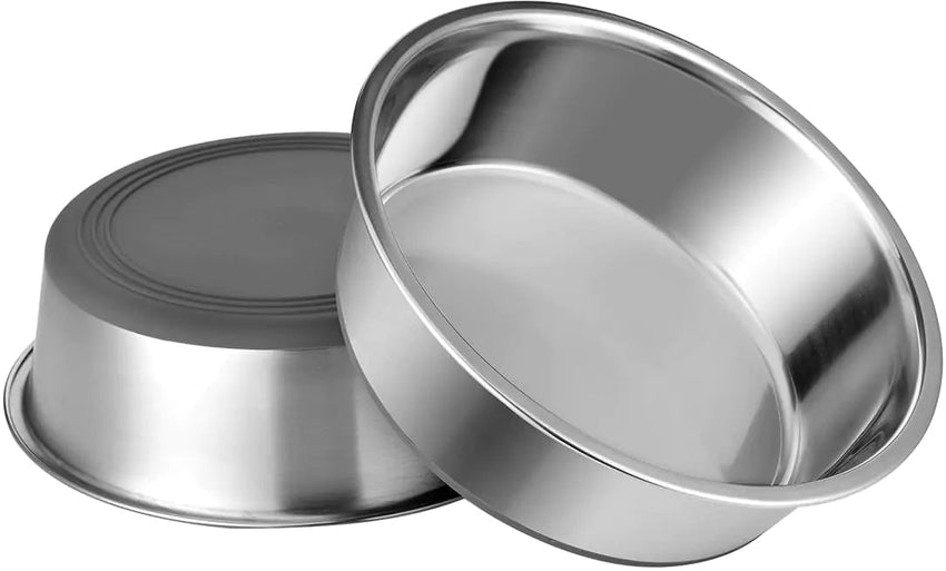dog bowls for large dogs - Stainless Steel Cat Bowls (Set of 2) Metal Pet Bowls with Rubber Bottom Food & Water Dog Dish Dishwasher Safe Sturdy & Durable 11 Cups Ideal for Large & X - Large Dogs - Petcharged