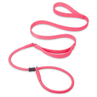 No Pull Dog Leash - Slip Lead Dog Leash Dog Training Leash with Double Handle Soft Leather Slip Leash and Collar Heavy Duty Nylon Dog Lead No Pull Walking for Medium Large Small Dogs 5ft Hot Pink