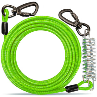 dog tie out - Dog Tie Out Cable Dog Chains for Outside with Durable Spring and Alloy Buckle 10/20/30/50 Ft Tie Out Cable for Dogs Up to 250lbs Dog Leads for Yard Outdoor and Camping - Petcharged