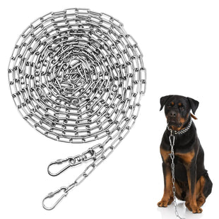 Metal Dog Leash - 15FT Heavy Duty Dog Chains for Yard Metal Dog Tie Out Chain Leash Chew Proof Dog Leash Chain for Medium Dogs Dog Chain Leash Lead for Yard Garden Park Camping Outside - 3MM