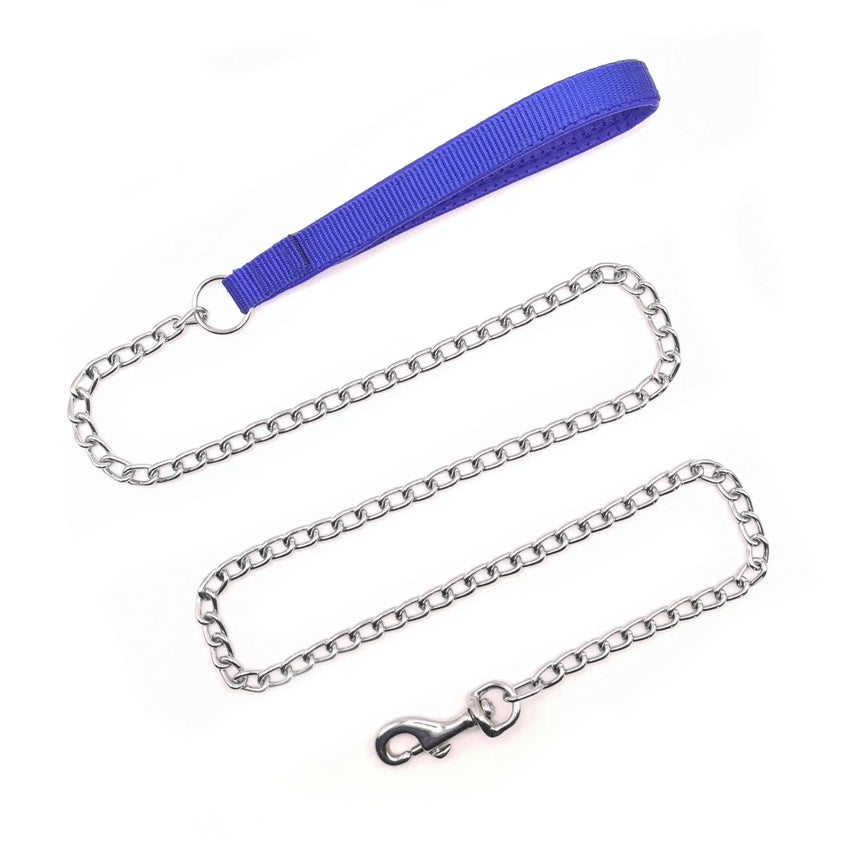 leashes for dogs - Metal Dog Leashes for Large Dogs Heavy Duty Chain Dog Lead Durable Strong Chew Proof Dog Leashes for Small Medium Large Breed Pet Dogs 3.0mm * 6ft Blue Handle - Petcharged